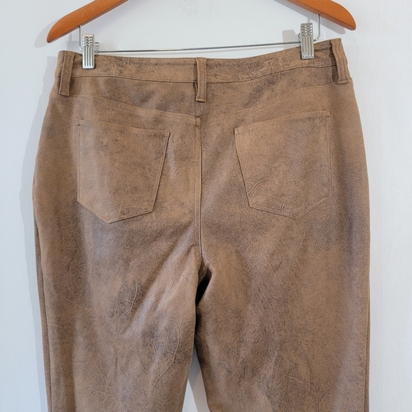 CHICO'S Women Brown Faux Leather High Rise Skinny Pants Sz 1.5/6 Fall Minimalist - Picture 6 of 11